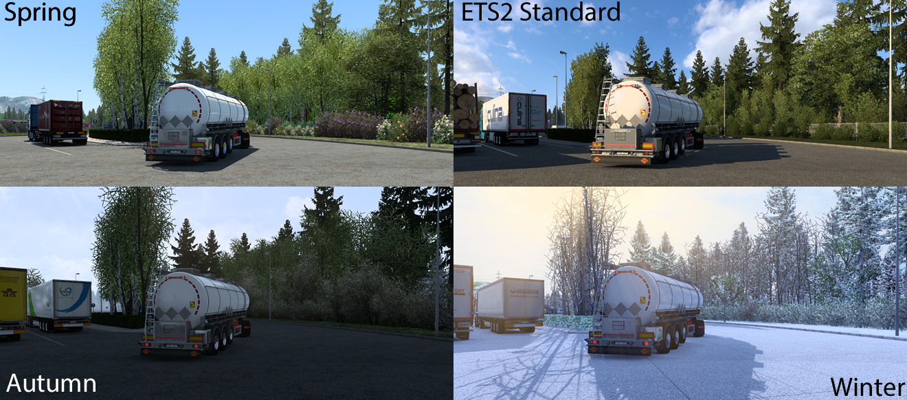 Grimes Weather mod image - Screenshots with different weather scenarios from winter, spring, summer and fall.