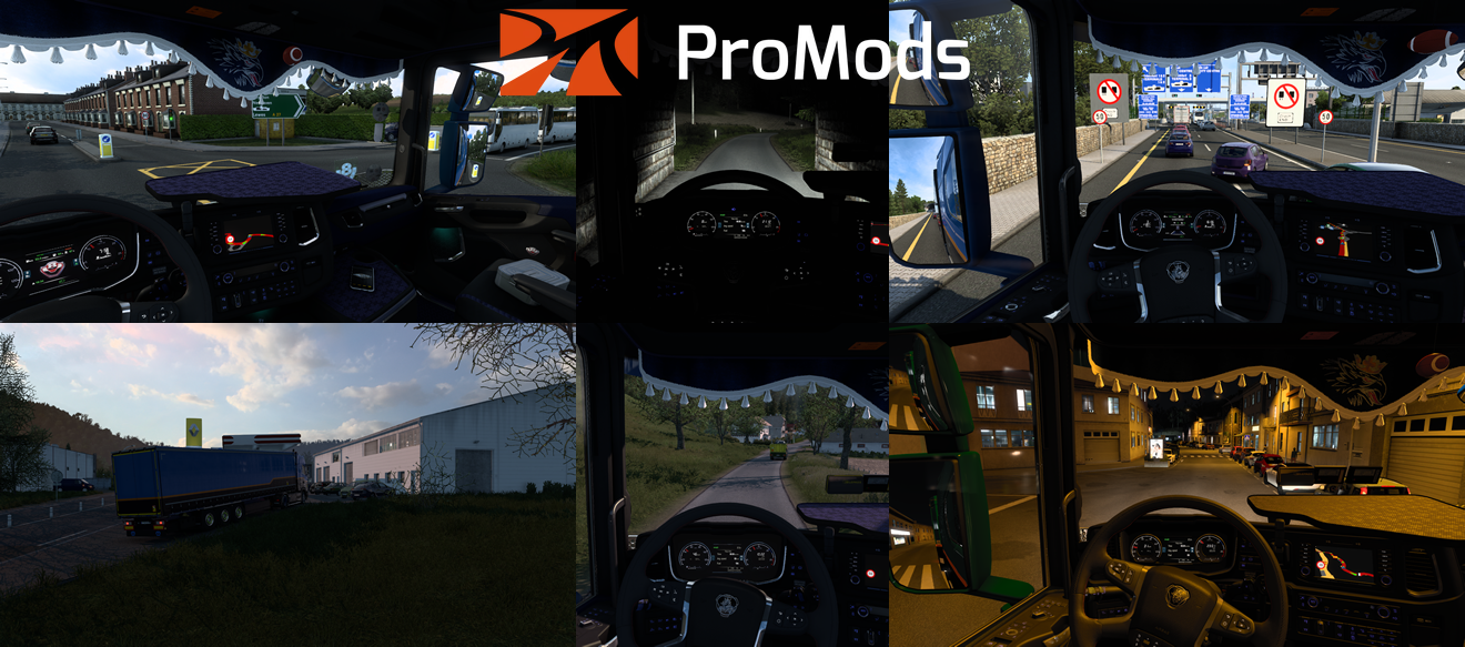 ProMods Teaser Image - Official teaser for the 4 map projects of ProMods, plus a screenshot from a french go a round.